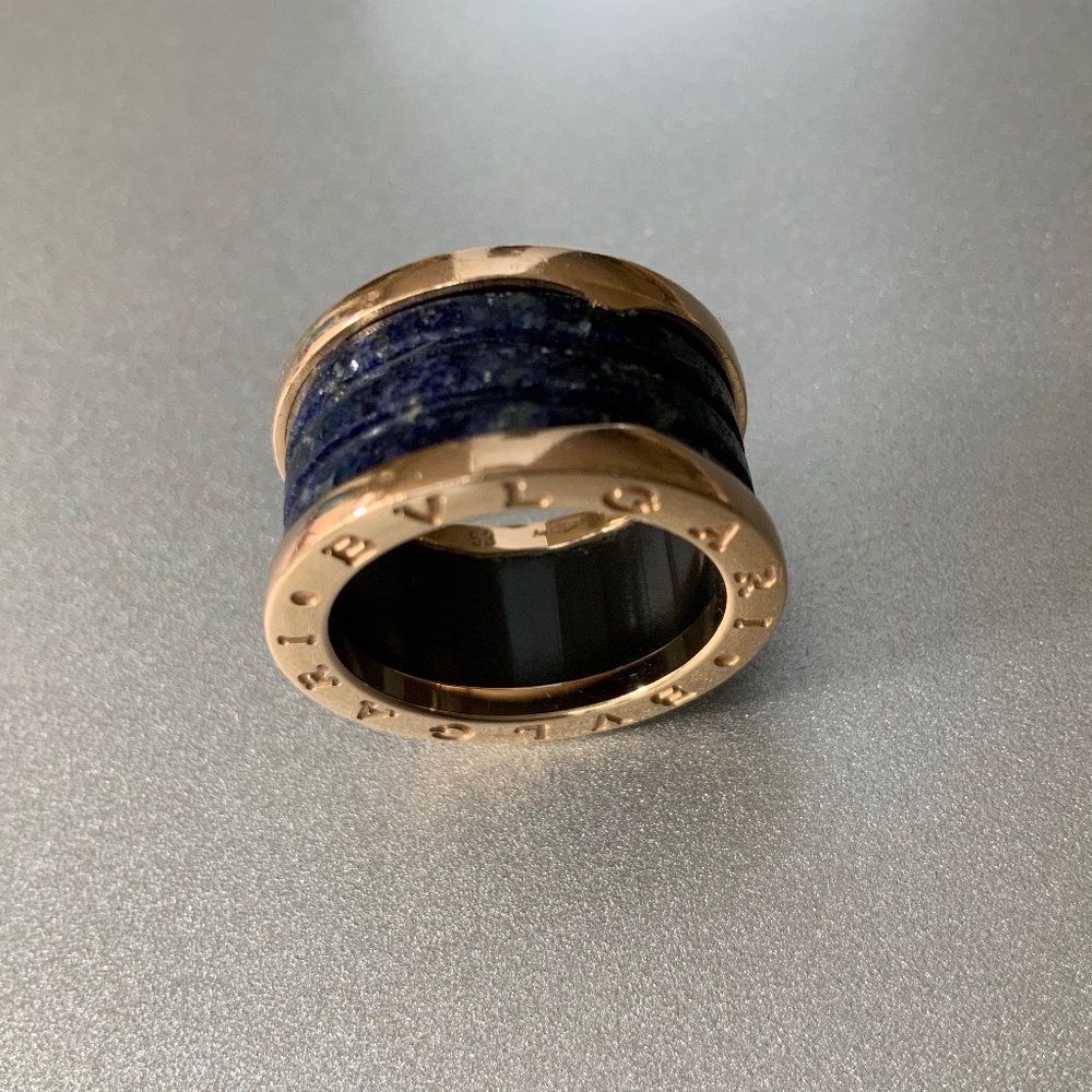 Bulgari B Zero Rose Gold and Lapis Ring size 53